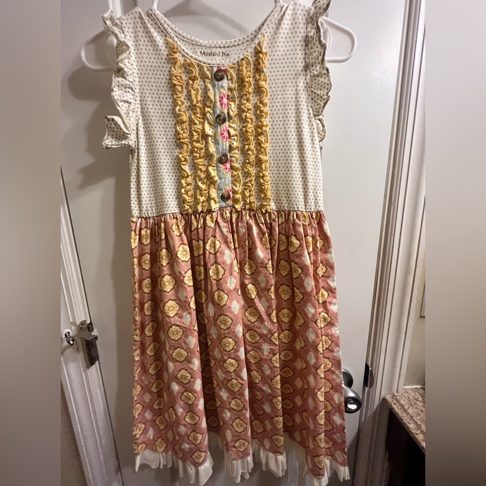 Mustard Pie girls dress size 12, NWT, mixed media, multicolored, ruffle detail